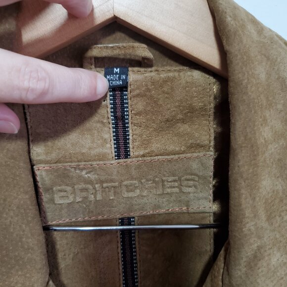 BRITCHES Vintage Suede Leather Jacket Coat Oversized Blazer Brown Men's Medium - Picture 9 of 14
